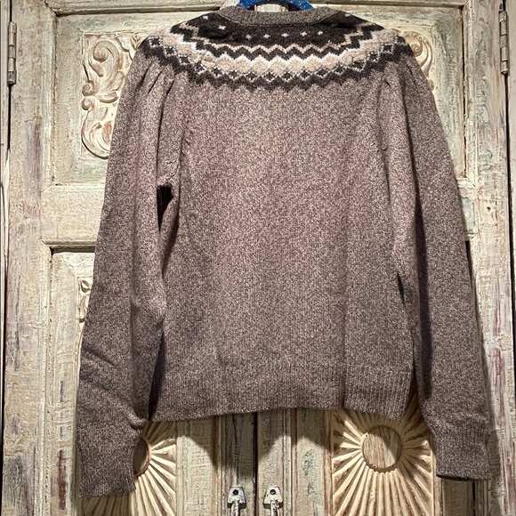 FRAME Fair Isle Crewneck Knit  Sweater /Mushroom Tan Brown, Large/ - Picture 7 of 15